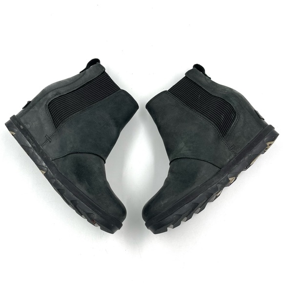 Sorel Lea Joan of Arctic Black Leather Wedge Ankle Booties Boots Size 8 - Picture 5 of 9